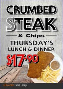 Thursday  Lunch 400g Crumbed Steak